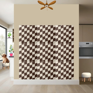 Versatile Geometric Brown and White Checkered Tile