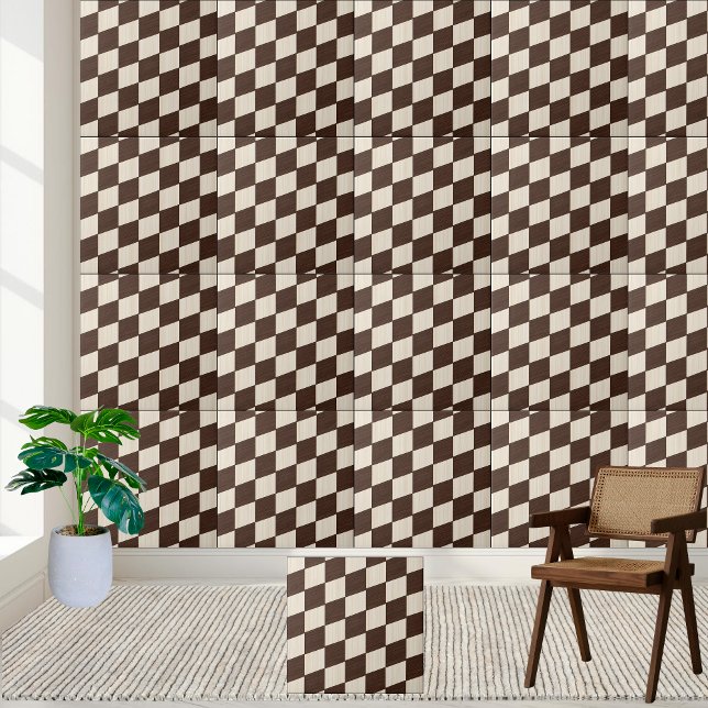 Versatile Geometric Brown and White Chequered Tile (Versatile Geometric Brown and White Checkered Tile)
