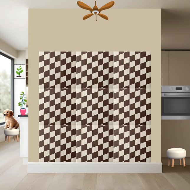 Versatile Geometric Brown and White Chequered Tile (Creator Uploaded)