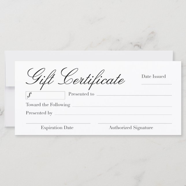 Versatile Gift Certificate (Front)