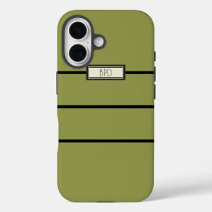 Versatile Stylish Monogrammed Modern Yellow Green iPhone 16 Case