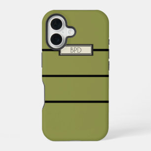 Versatile Stylish Monogrammed Modern Yellow Green iPhone 16 Case