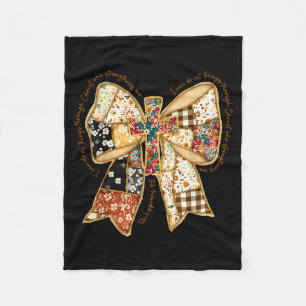 Verse Bible Coquette Christian Jesus Bow Patchwork Fleece Blanket