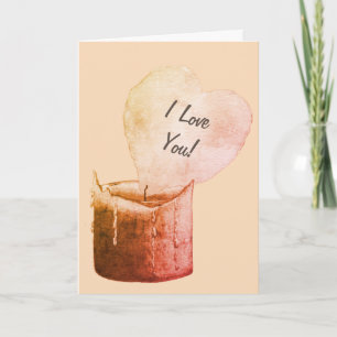 versed romantic red heart shaped flame candle love card