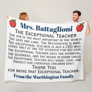 Version 3 EXCEPTIONAL Teacher Thank You Fleece Blanket