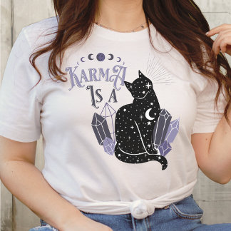 VERSIONS Karma Is A Black Cat Celestial Crystals T-Shirt