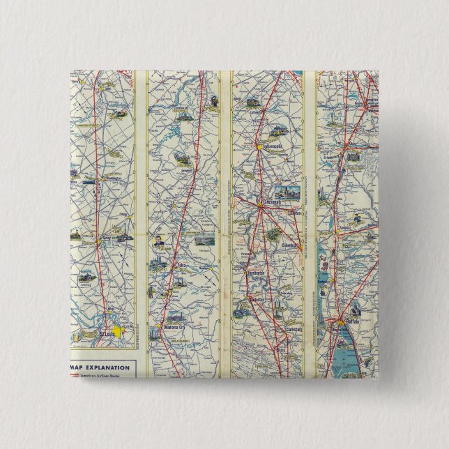 Verso American Airlines system map 15 Cm Square Badge (Front)