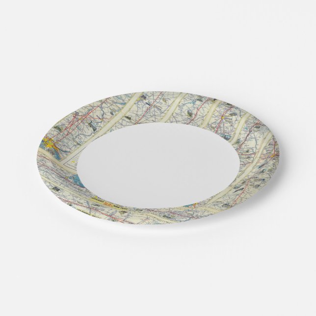 Verso American Airlines system map Paper Plate (Angled)