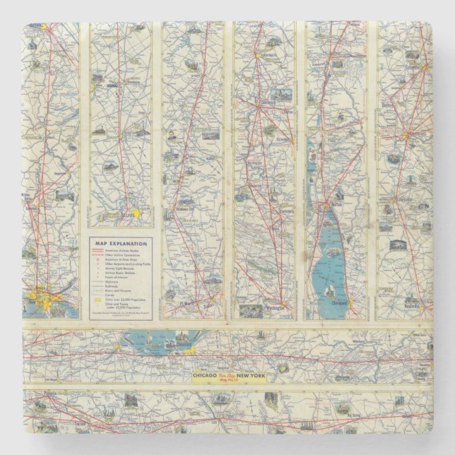 Verso American Airlines system map Stone Coaster (Front)