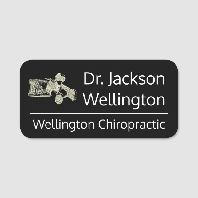 Vertebra Chiropractic Business in Black Name Tag (Front)
