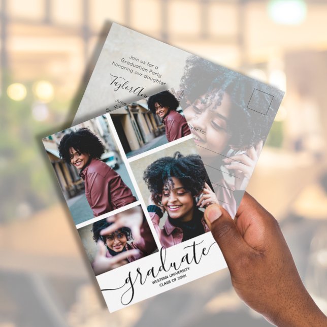 Vertical 5 Photo Graduation Party Invitation Postcard (Creator Uploaded)