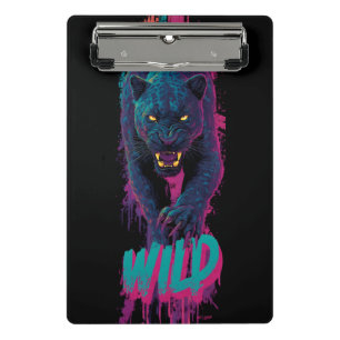 Vertical, Aggressive Black Panther Illustration Mini Clipboard