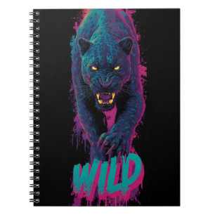 Vertical, Aggressive Black Panther Illustration Notebook