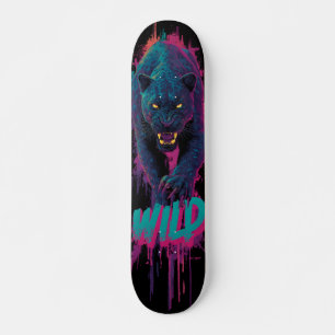 Vertical, Aggressive Black Panther Illustration Skateboard
