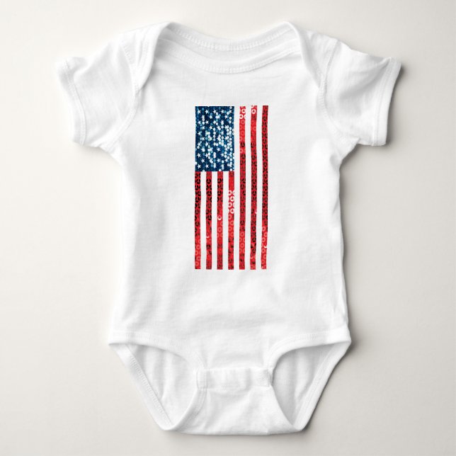 vertical american flag baby bodysuit (Front)