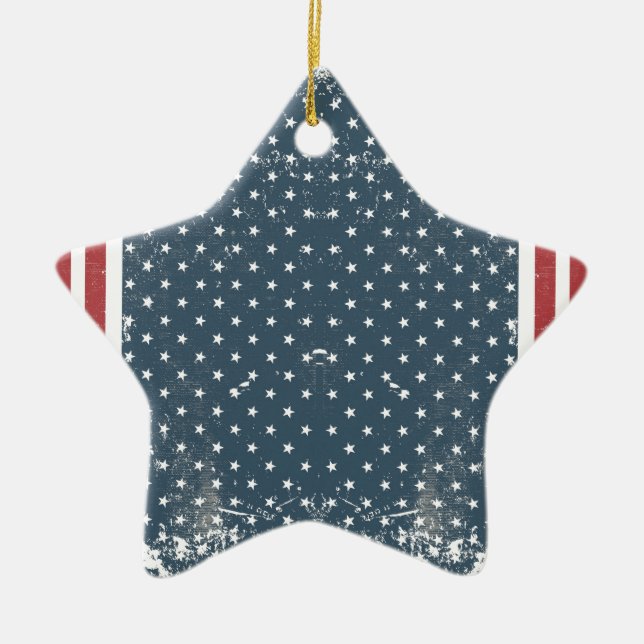 vertical american flag ceramic tree decoration (Front)