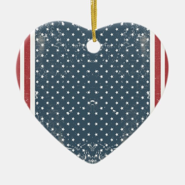 vertical american flag ceramic tree decoration (Front)