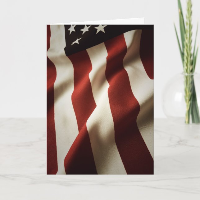 Vertical American flag Holiday Card (Front)