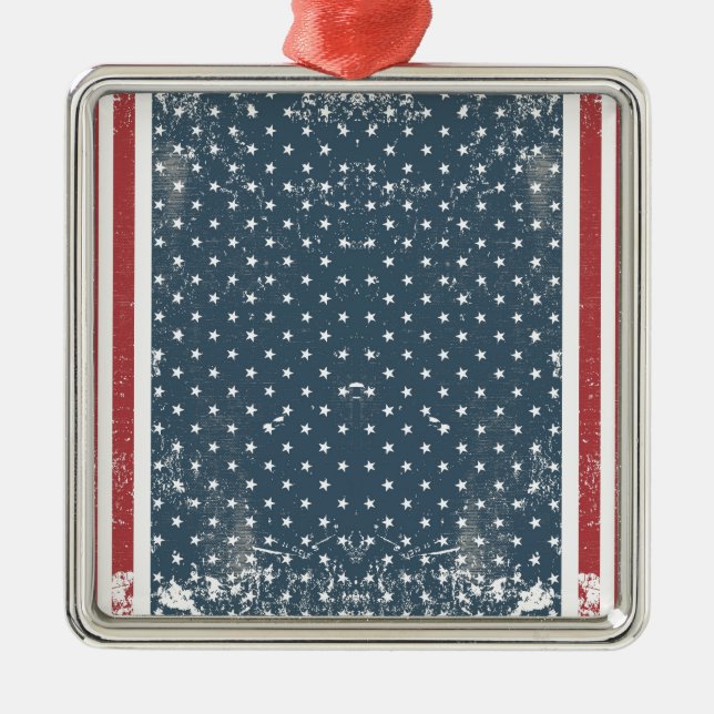vertical american flag metal ornament (Front)