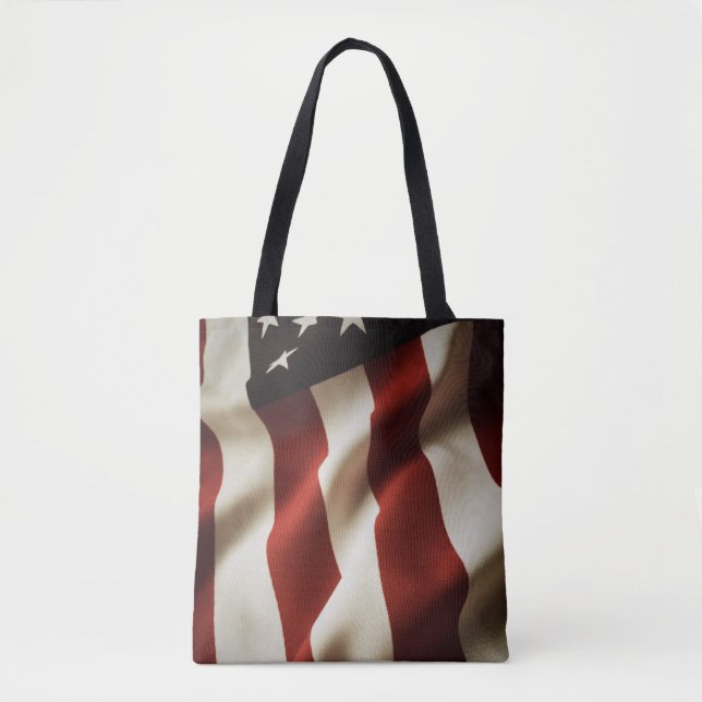 Vertical American flag Tote Bag (Front)