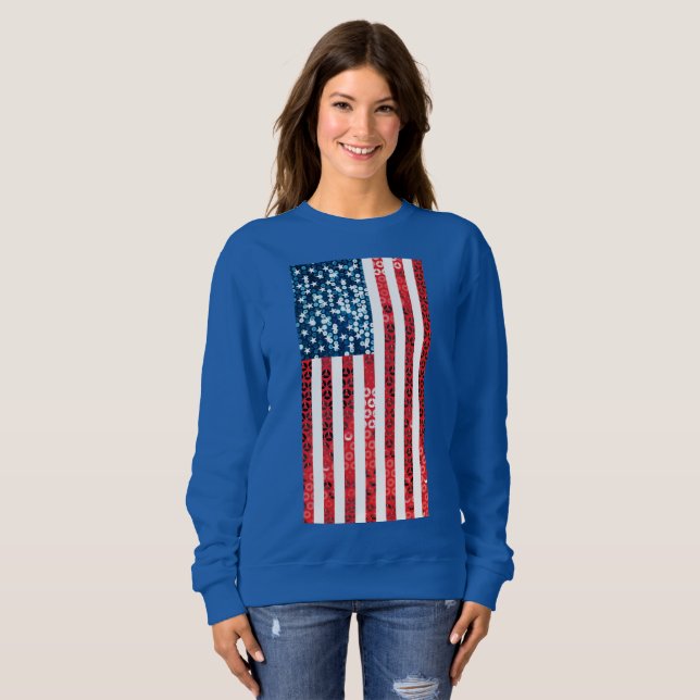 vertical american flag womens sweatshirt (Front Full)