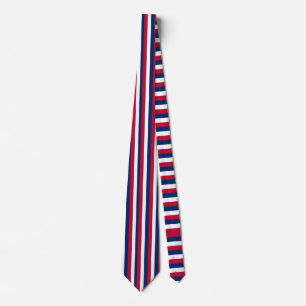 Vertical and Horizontal Red White and Blue Stripes Tie