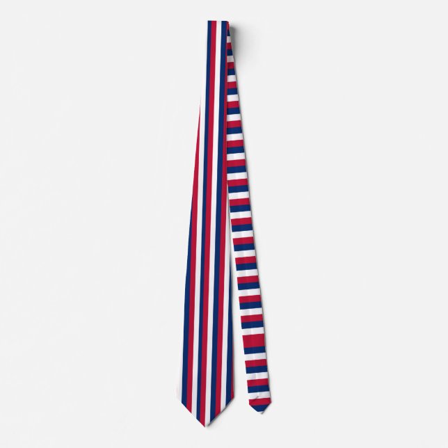 Vertical and Horizontal Red White and Blue Stripes Tie (Front)