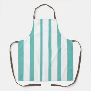 Vertical Aqua And White Stripes  Apron