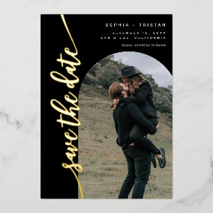 Vertical Arch Photo Black Save the Date