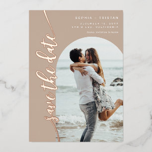 Vertical Arch Photo Taupe Save the Date