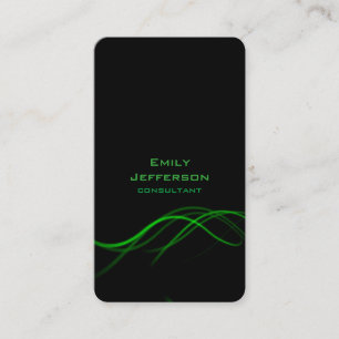 Vertical Artistic Black Green Curves Unique Design Business Card