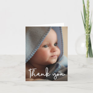 Vertical Baby Photo Birth Announcement Thank You P
