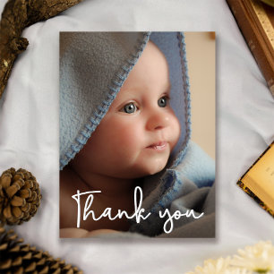 Vertical Baby Photo Birth Announcement Thank You Postcard