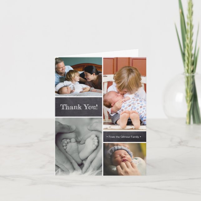 Vertical baby Thank you birth announcement (Front)