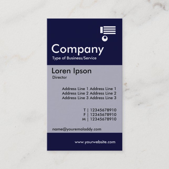 Vertical Banded - Deep Navy Business Card (Front)
