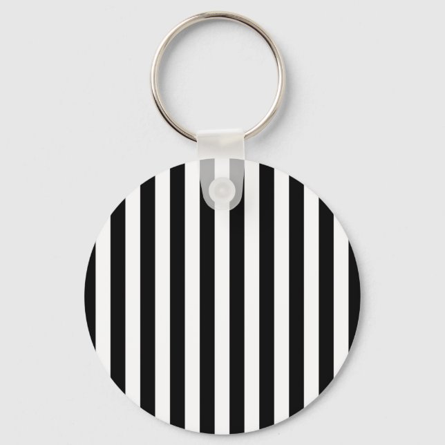 Vertical Black and white lines  Key Ring (Front)