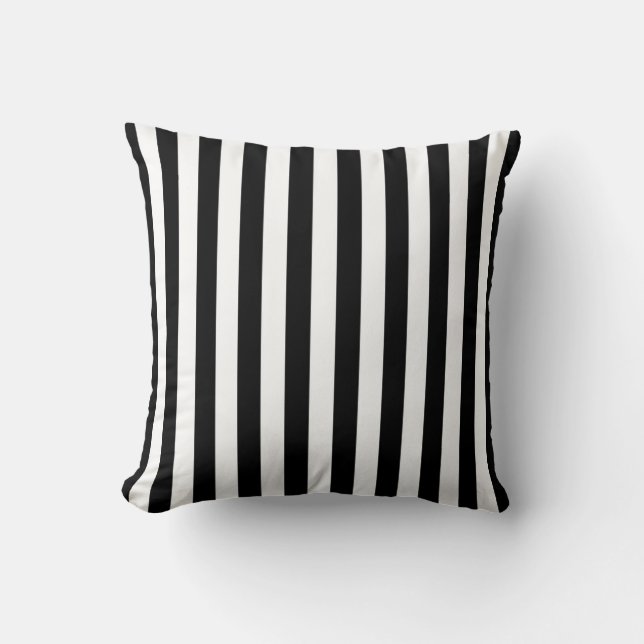 Vertical Black and white lines throw pillow (Front)