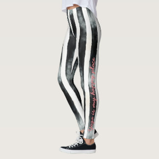 Vertical Black and White Stripe Leggings