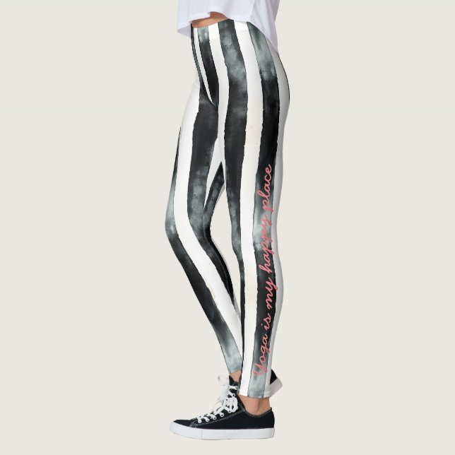 Vertical Black and White Stripe Leggings (Left)