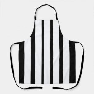 Vertical Black And White Stripes Apron