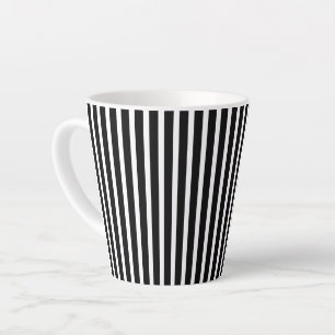 Vertical Black and White Stripes Latte Mug