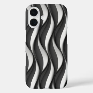vertical black and white wave pattern iPhone 16 case