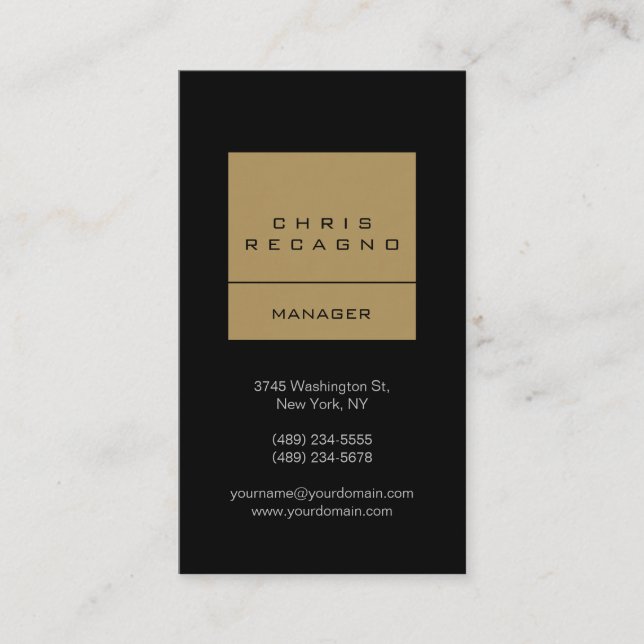 Vertical Black Browny Beige Stripe Business Card (Front)