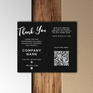 Vertical black elegant Thank you  Business Card