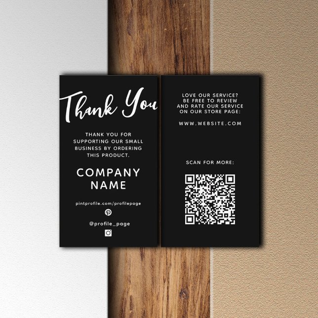 Vertical black elegant Thank you  Business Card (Creator Uploaded)