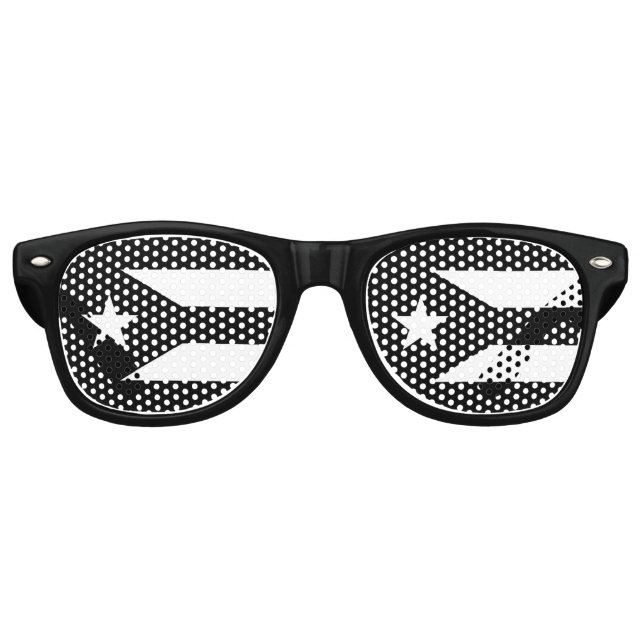 Vertical Black flag of Puerto Rico Retro Sunglasses (Front)