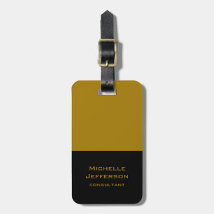 Vertical Black Gold Colour Modern Stylish Trendy Luggage Tag