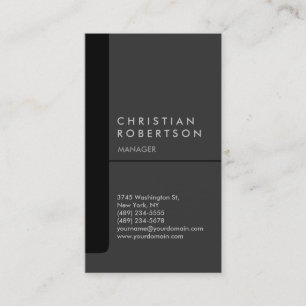 Vertical black grey chic trendy business card