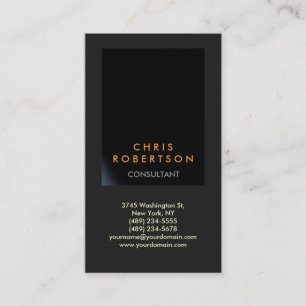 Vertical Black Grey Consultant Business Card