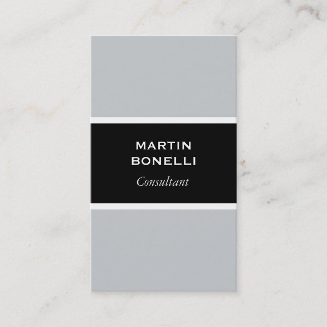 Vertical Black Grey Professional Business Card (Front)